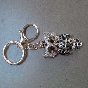 Gold and Black Owl Keychain Bag Charm
